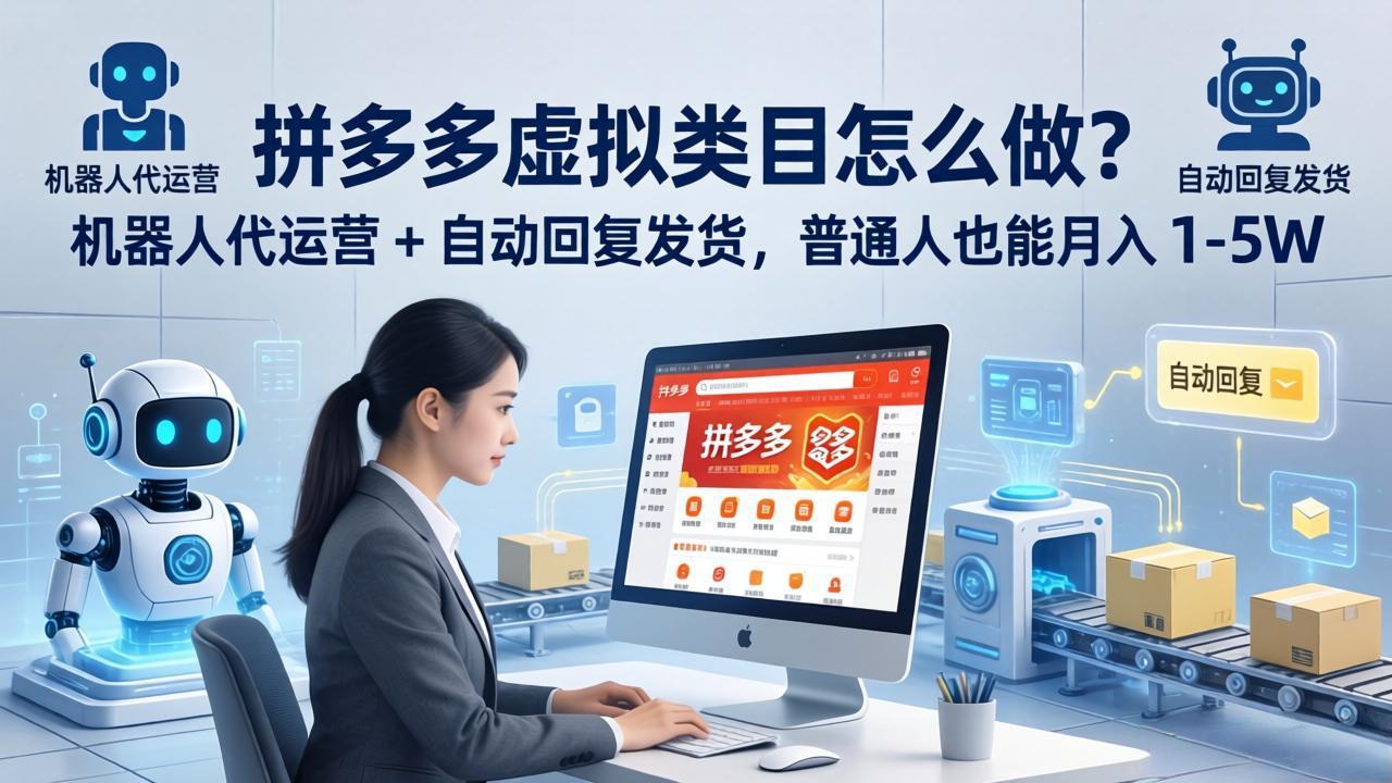 拼多多虚拟类目怎么做？机器人代运营 + 自动回复发货，普通人也能月入 1-5W-校睿铺