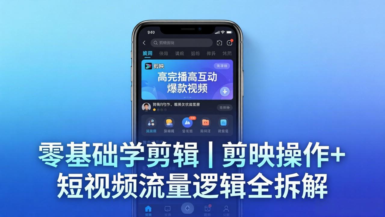 【零基础学剪辑】剪映操作+短视频流量逻辑全拆解｜手把手教你剪出高完播高互动爆款视频-校睿铺