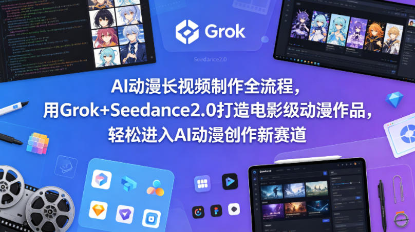 AI动漫长视频制作全流程，用Grok+Seedance2.0打造电影级动漫作品，轻松进入AI动漫创作新赛道-校睿铺