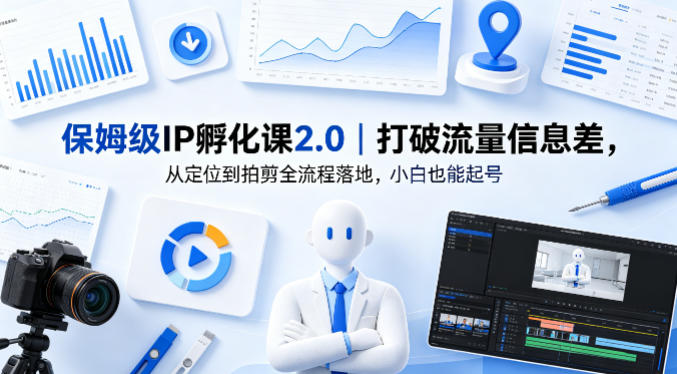 保姆级IP孵化课2.0｜打破流量信息差，从定位到拍剪全流程落地，小白也能起号-校睿铺