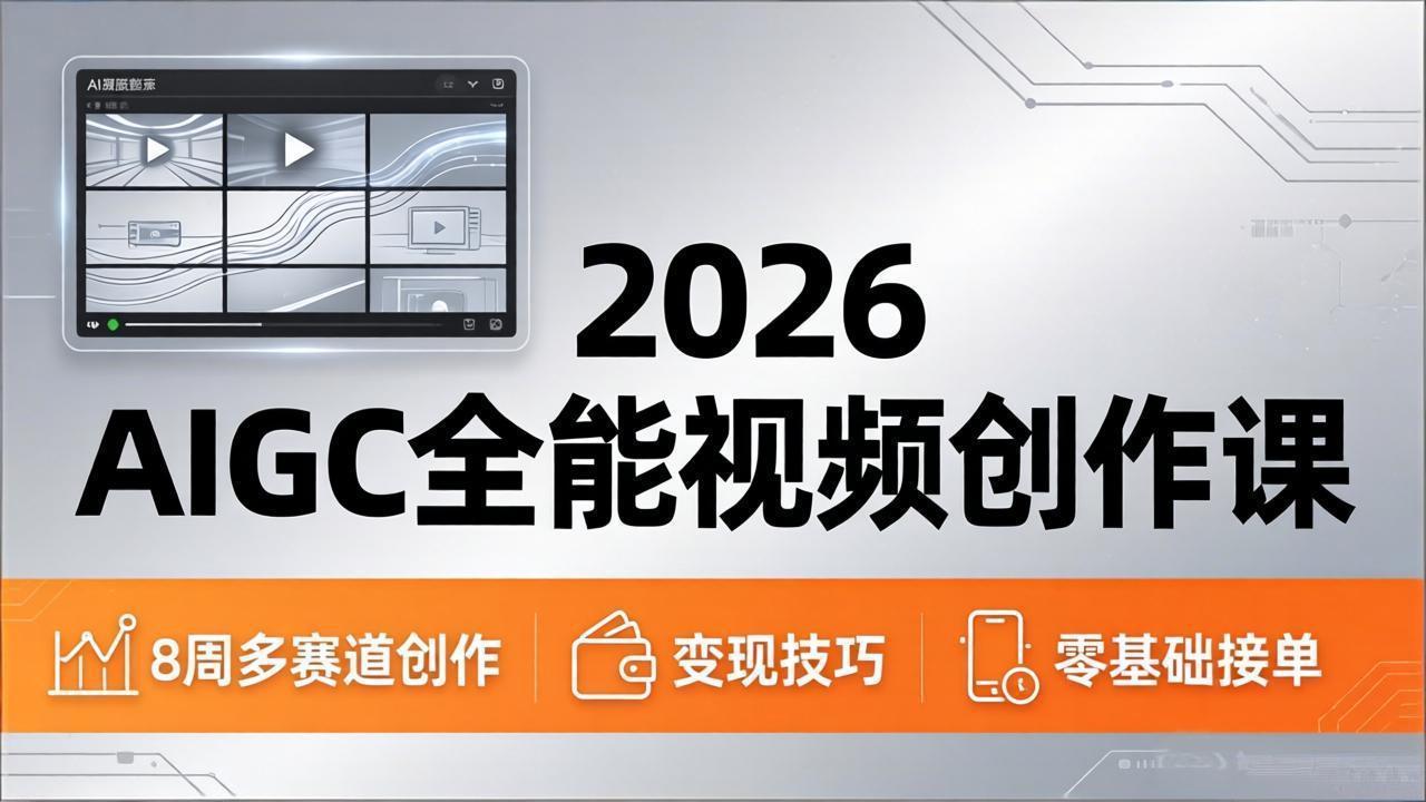 2026AIGC全能视频创作课，8周吃透多赛道创作+变现，零基础也能高效出片接单-校睿铺
