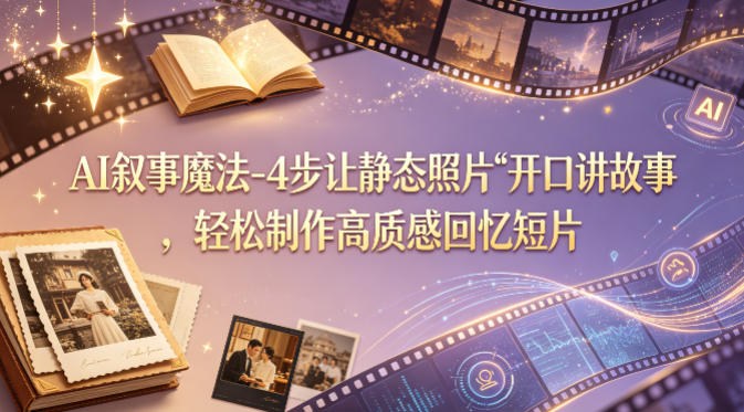 AI叙事魔法-4步让静态照片“开口讲故事”，轻松制作高质感回忆短片-校睿铺