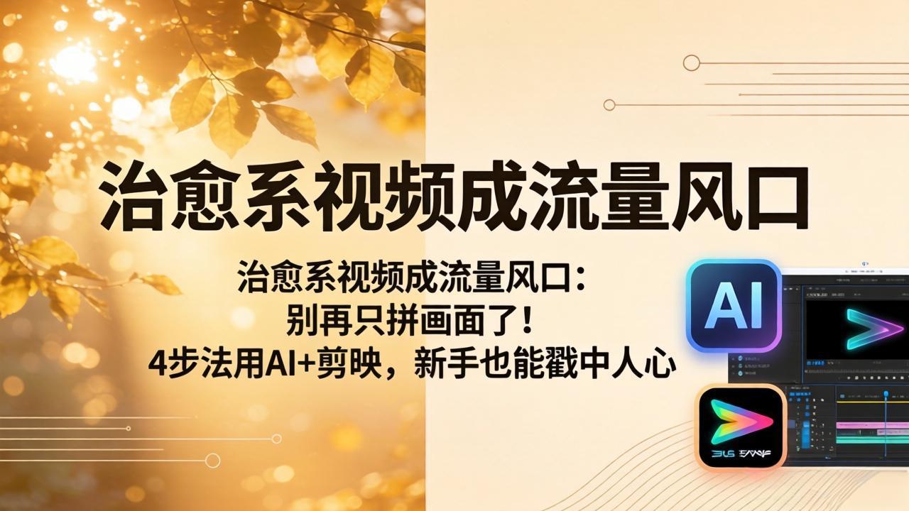 治愈系视频成流量风口：别再只拼画面了！4步法用AI+剪映，新手也能戳中人心-校睿铺