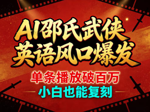 AI邵氏武侠英语风口爆发，单条播放破百万，小白也能复刻-校睿铺