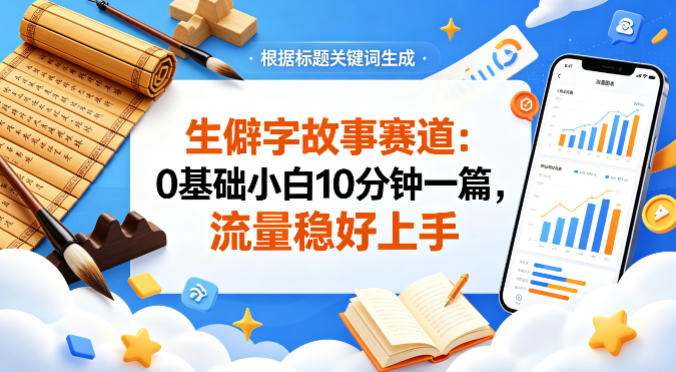 公众号流量主——生僻字故事赛道，流量稳，好上手，0基础小白也能10分钟一篇-校睿铺