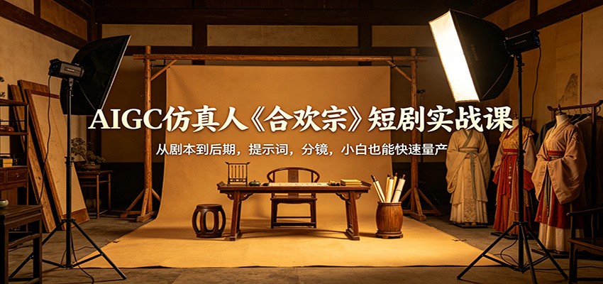 AIGC仿真人《合欢宗》短剧实战课：从剧本到后期，提示词，分镜，小白也能快速量产-校睿铺