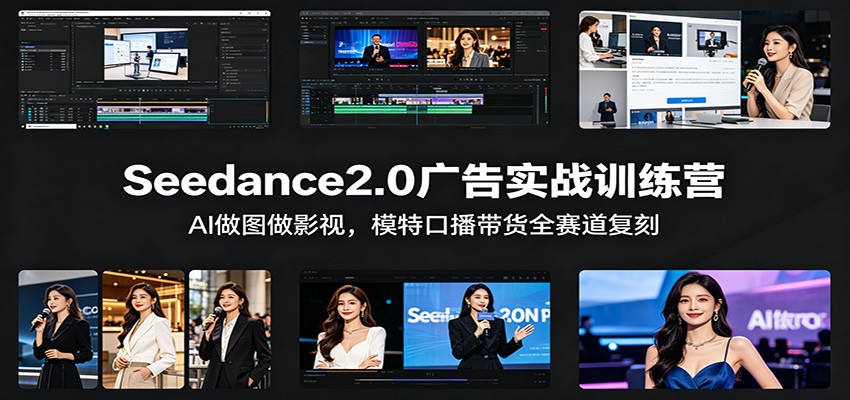 Seedance2.0广告实战训练营：AI做图做影视，模特口播带货全赛道复刻-校睿铺