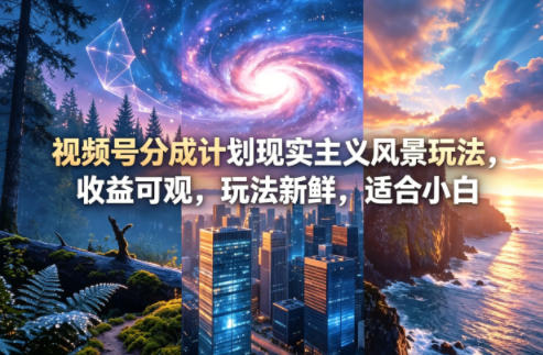 视频号分成计划现实主义风景玩法，收益可观，玩法新鲜，适合小白-校睿铺