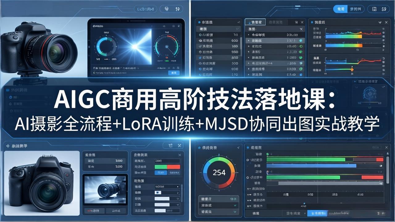 AIGC商用高阶技法落地课：AI摄影全流程+LoRA训练+MJSD协同出图实战教学-校睿铺