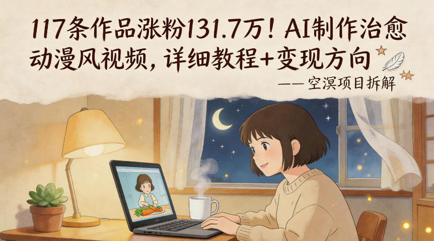 117条作品涨粉131.7W！AI制作治愈动漫风视频，详细教程+变现方向-校睿铺
