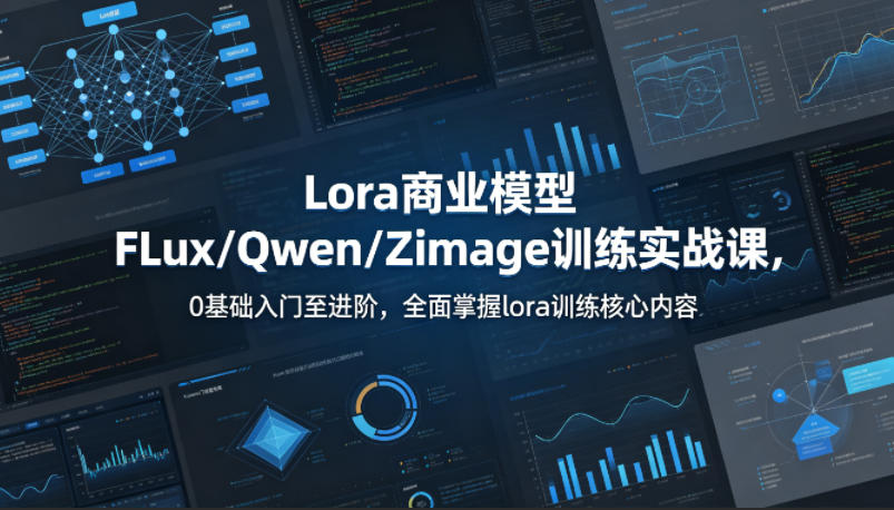 系统性学习Lora商业模型FLux／Qwen／Zimage训练实战课，0基础入门至进阶，全面掌握lora训练核心内容-校睿铺