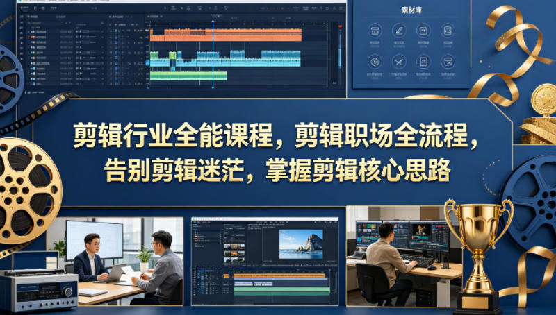 剪辑行业全能课程，剪辑职场全流程，告别剪辑迷茫，掌握剪辑核心思路-校睿铺