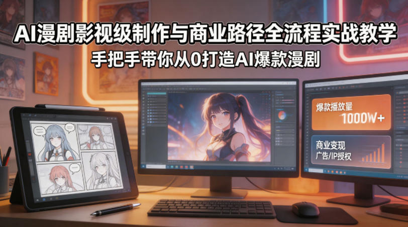 AI漫剧影视级制作与商业路径全流程实战教学，手带你从0打造AI爆款漫剧-校睿铺