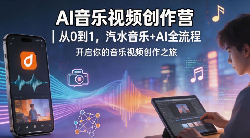 AI音乐视频创作营｜从0到1，汽水音乐+AI全流程，开启你的音乐视频创作之旅-校睿铺