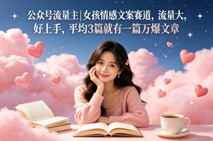 公众号流量主女孩情感文案赛道，流量大，好上手，平均3篇就有一篇万爆文章-校睿铺
