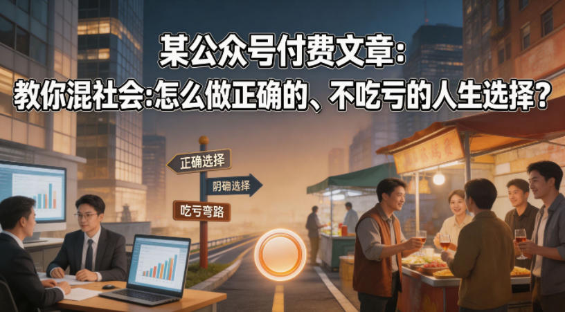 某公众号付费文章：教你混社会：怎么做正确的、不吃亏的人生选择？-校睿铺