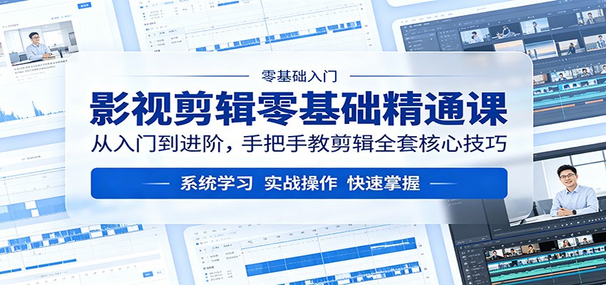 影视剪辑零基础精通课：从入门到进阶，手把手教剪辑全套核心技巧-校睿铺
