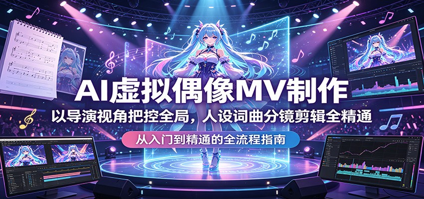 AI虚拟偶像MV制作：以导演视角把控全局，人设词曲分镜剪辑全精通-校睿铺