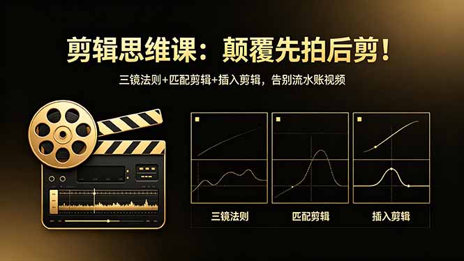 剪辑思维课：颠覆先拍后剪！三镜法则+匹配剪辑+插入剪辑，告别流水账视频-校睿铺