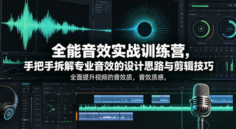 全能音效实战训练营，手把手拆解专业音效的设计思路与剪辑技巧，全面提升视频的音效质感-校睿铺