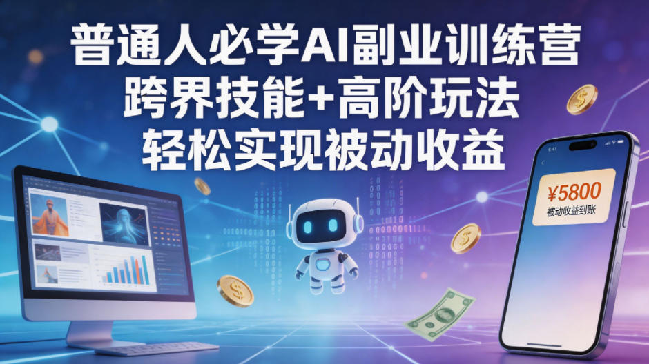 普通人必学AI副业训练营跨界技能+高阶玩法轻松实现被动收益-校睿铺