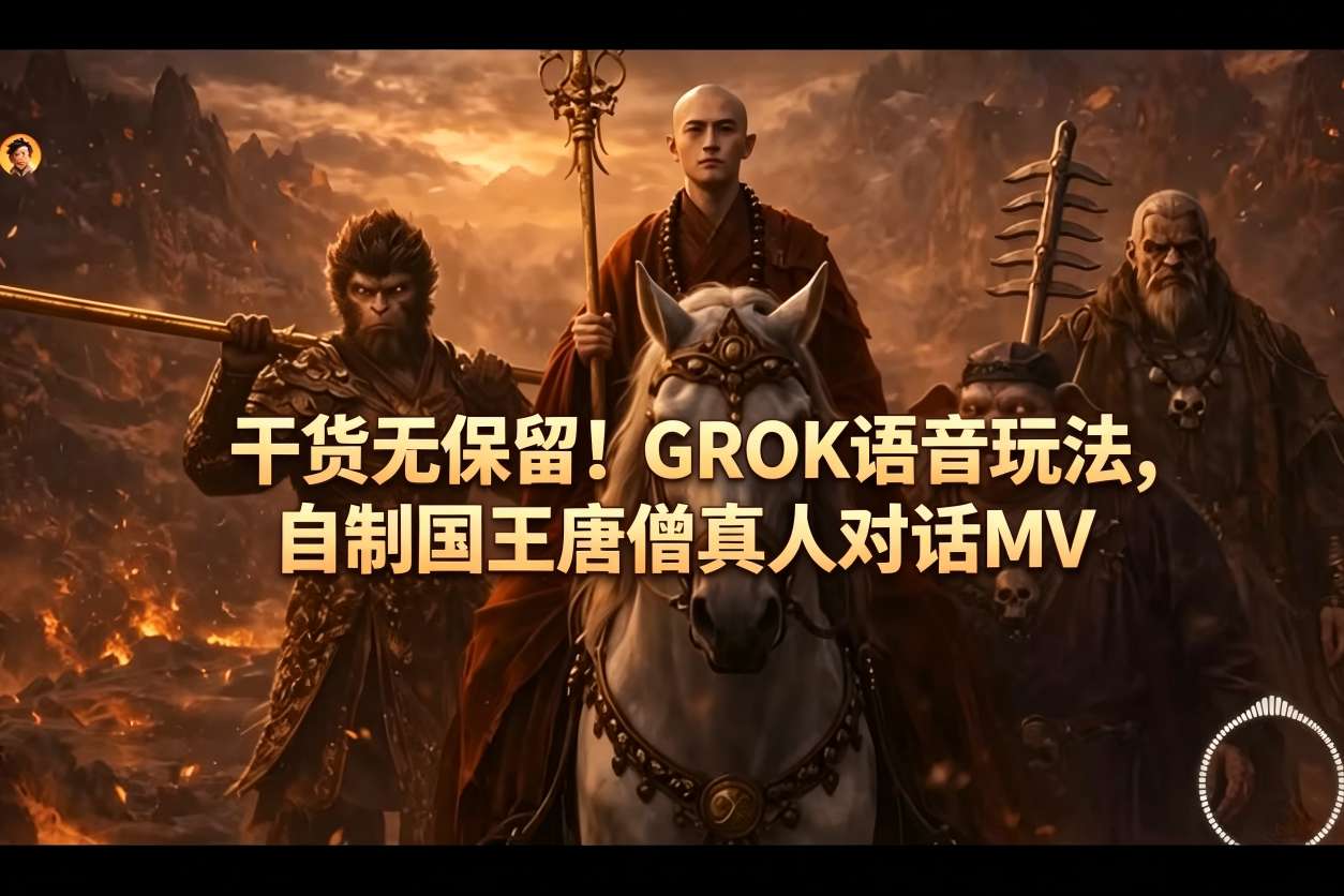 干货无保留！GROK语音玩法，自制国王唐僧真人对话MV-校睿铺