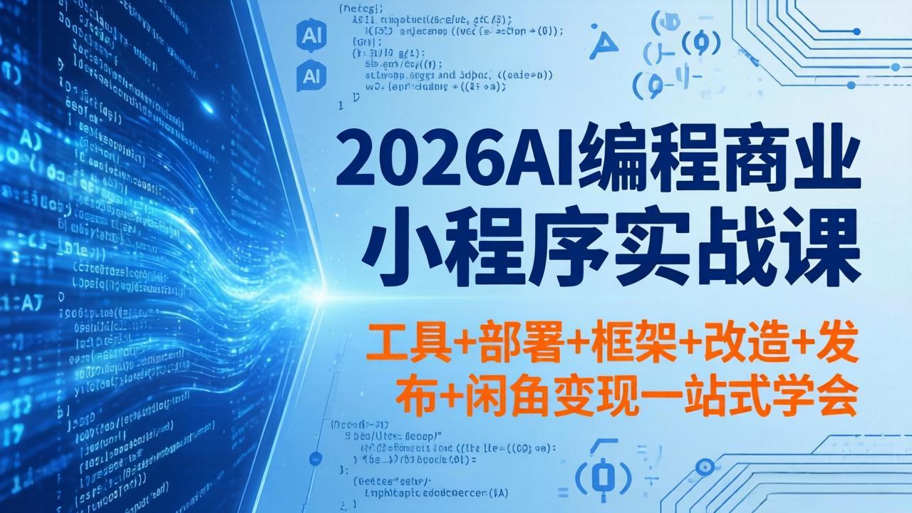 2026AI编程商业小程序实战课，工具+部署+框架+改造+发布+闲鱼变现一站式学会-校睿铺