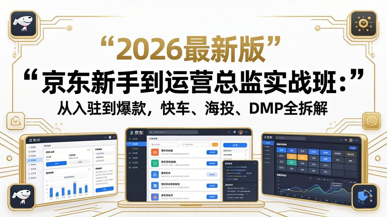 京东新手到运营总监实战班：从入驻到爆款，快车、海投、DMP全拆解，2026最新版-校睿铺