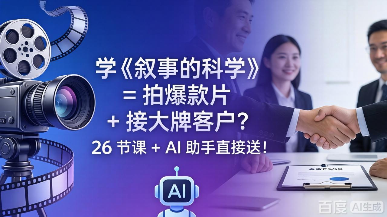 学《叙事的科学》= 拍爆款片 + 接大牌客户？26 节课 + AI 助手直接送！-校睿铺