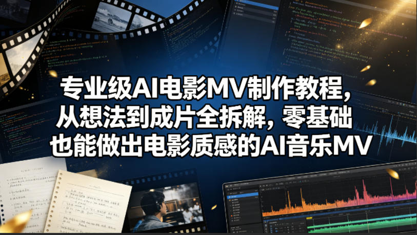专业级AI电影MV制作教程，从想法到成片全拆解，零基础也能做出电影质感的AI音乐MV-校睿铺