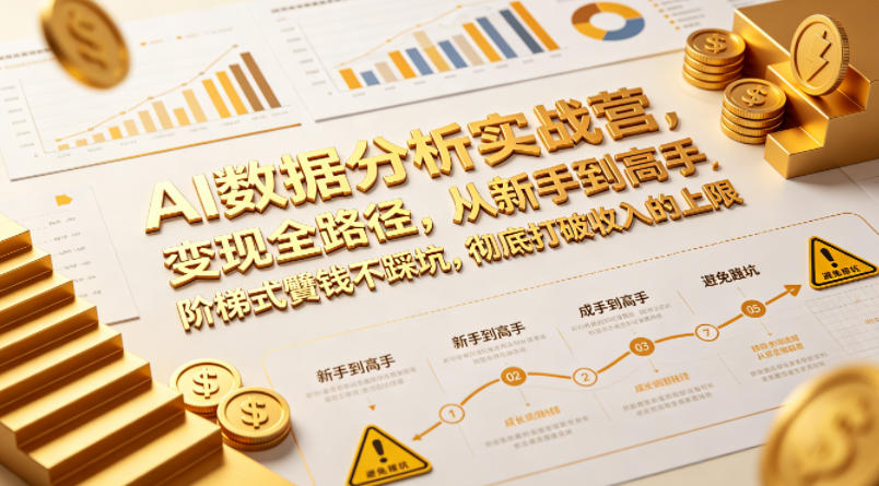 AI数据分析实战营，变现全路径，从新手到高手，阶梯式賺钱不踩坑，彻底打破收入的上限-校睿铺
