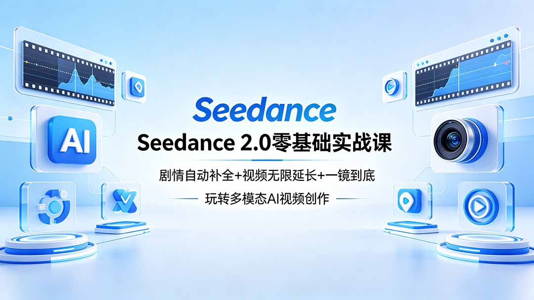 Seedance 2.0零基础实战课：剧情自动补全+视频无限延长+一镜到底：玩转多模态AI视频创作-校睿铺