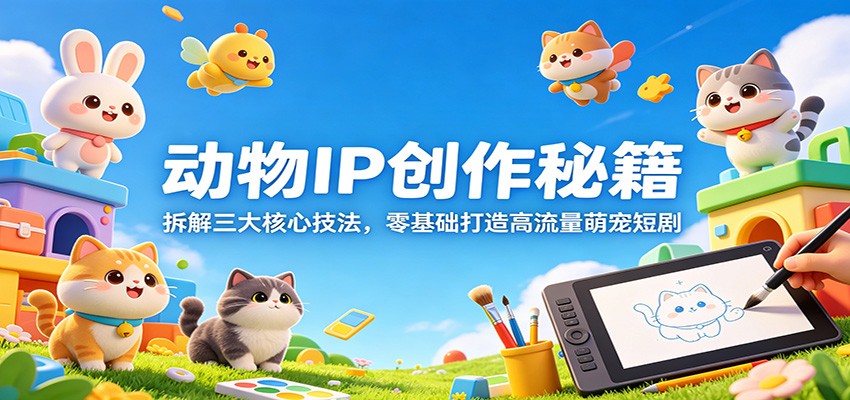 动物IP创作秘籍：拆解三大核心技法，零基础打造高流量萌宠短剧-校睿铺