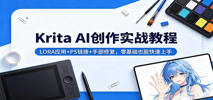 Krita AI创作实战教程：LORA应用+PS链接+手部修复，零基础也能快速上手-校睿铺