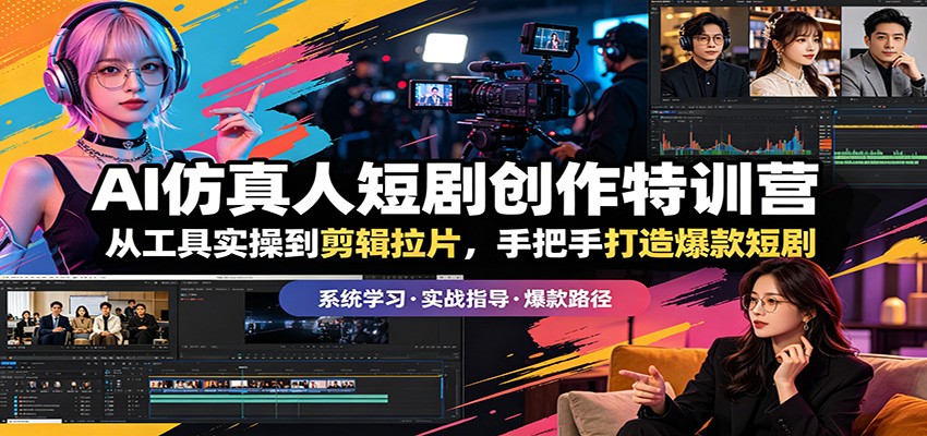 AI仿真人短剧创作特训营：从工具实操到剪辑拉片，手把手打造爆款短剧-校睿铺