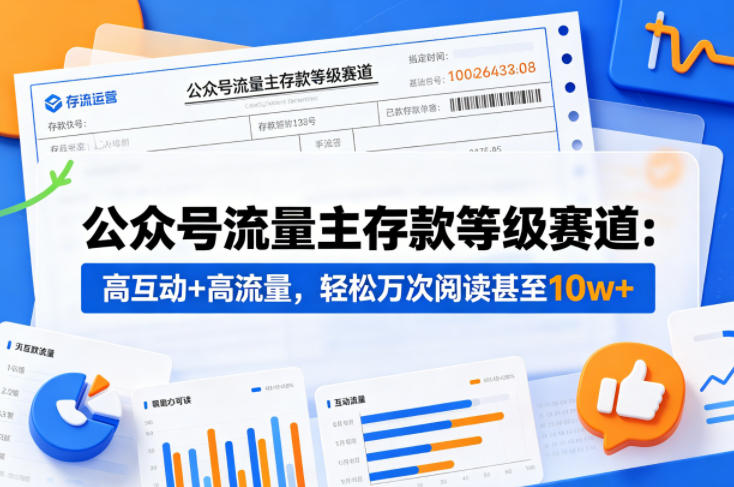 公众号流量主之存款等级赛道，高互动+高流量，轻松达到万次阅读，甚至10w+-校睿铺