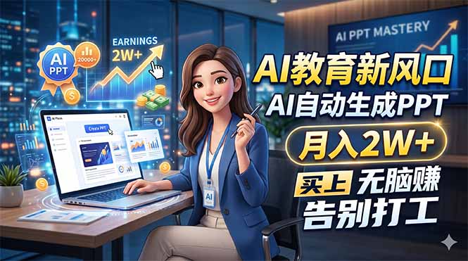 AI教育新风口，AI自动生成PPT，月入2W+，无脑赚，告别打工-校睿铺