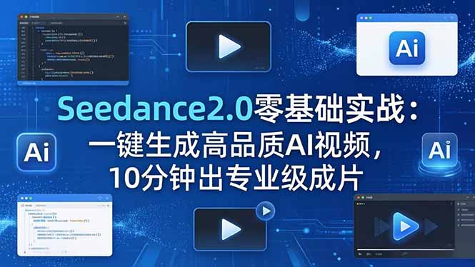 Seedance2.0零基础实战：一键生成高品质AI视频，10分钟出专业级成片-校睿铺