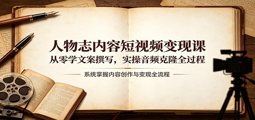 人物志内容短视频变现课：从零学文案撰写，实操音频克隆全过程-校睿铺