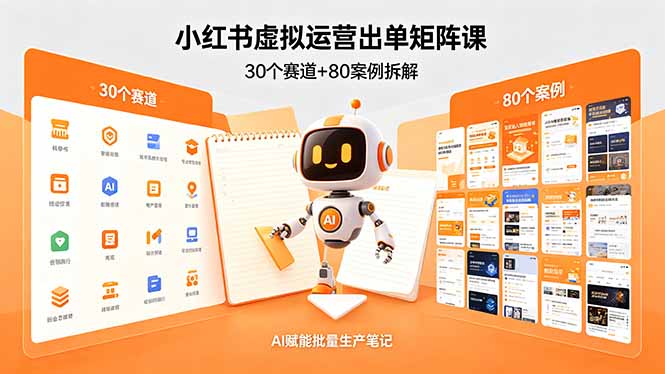 小红书虚拟运营出单矩阵课：30个赛道+80案例拆解，AI赋能批量生产笔记-校睿铺
