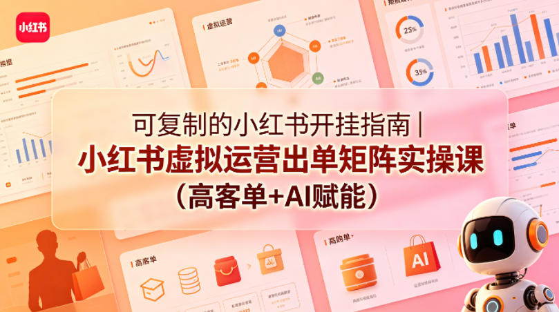 可复制的小红书开挂指南｜小红书虚拟运营出单矩阵实操课(高客单+AI赋能)-校睿铺