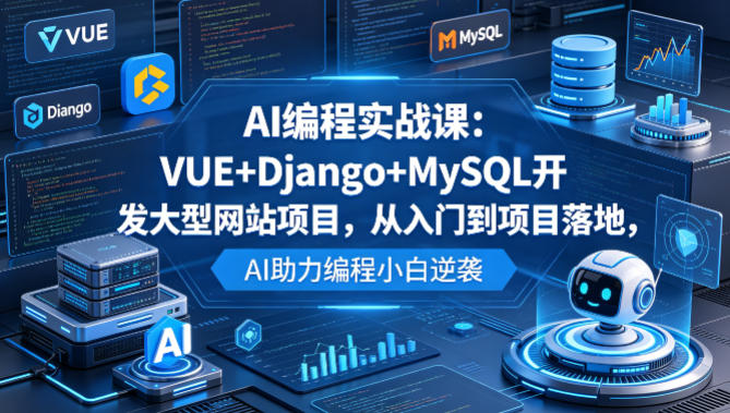 AI编程实战课：VUE+Django+MySQL开发大型网站项目，从入门到项目落地，AI助力编程小白逆袭-校睿铺