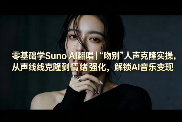 零基础学Suno AI翻唱｜《吻别》人声克隆实操，从声线克隆到情绪强化，解锁AI音乐变现-校睿铺