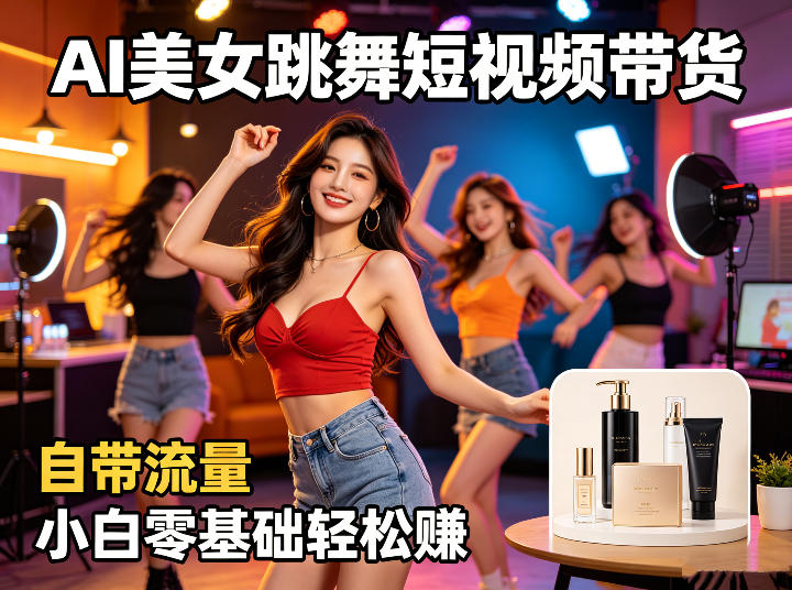 AI美女跳舞短视频带货：自带流量，小白零基础轻松賺，详细拆解-校睿铺