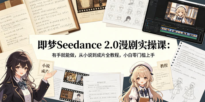 即梦Seedance 2.0漫剧实操课：有手就能做，从小说到成片全教程，小白零门槛上手-校睿铺