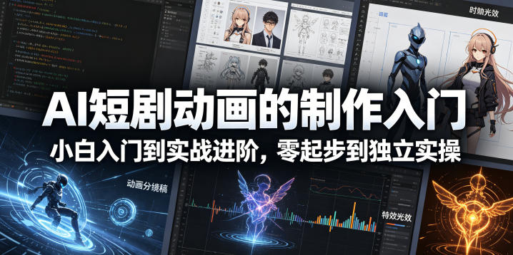 AI短剧动画的制作入门，小白入门到实战进阶，零起步到独立实操-校睿铺