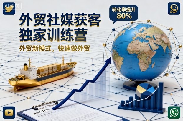外贸社媒获客独家训练营，外贸新模式，快速做外贸(更新26年4月)-校睿铺