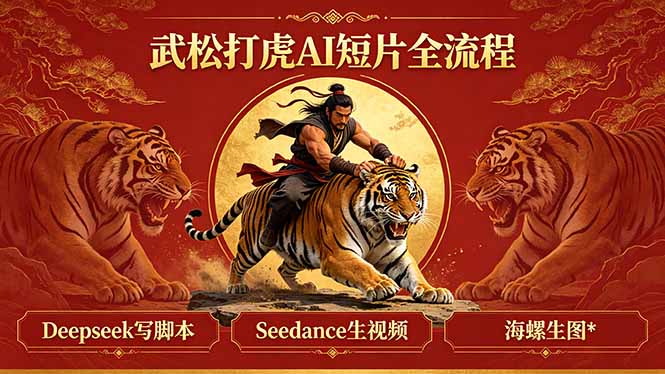 武松打虎AI短片全流程：Deepseek写脚本+Seedance生视频+海螺生图-校睿铺