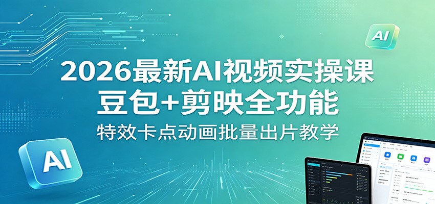 2026最新AI视频实操课：豆包+剪映全功能，特效卡点动画批量出片教学-校睿铺
