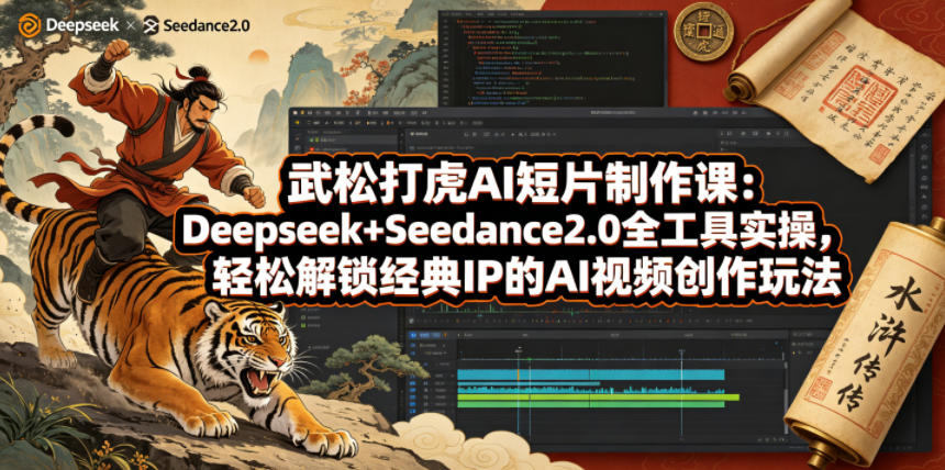 武松打虎AI短片制作课：Deepseek+Seedance2.0全工具实操，轻松解锁经典IP的AI视频创作玩法-校睿铺